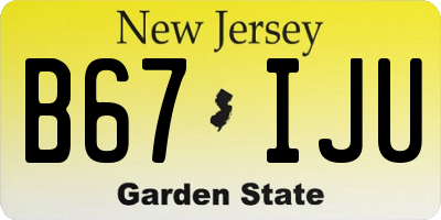 NJ license plate B67IJU