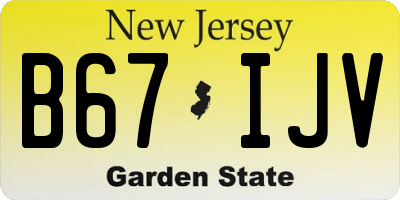 NJ license plate B67IJV