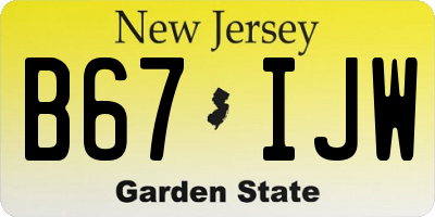 NJ license plate B67IJW