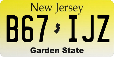 NJ license plate B67IJZ