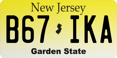 NJ license plate B67IKA