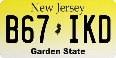 NJ license plate B67IKD