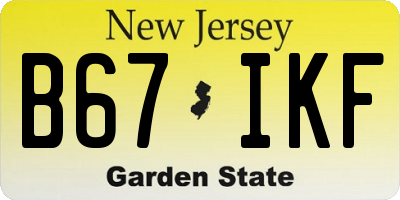 NJ license plate B67IKF