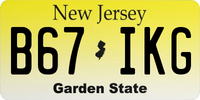 NJ license plate B67IKG