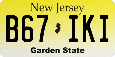 NJ license plate B67IKI