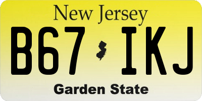 NJ license plate B67IKJ