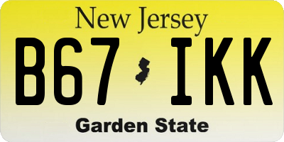 NJ license plate B67IKK