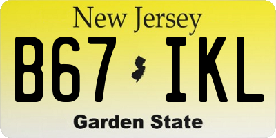 NJ license plate B67IKL