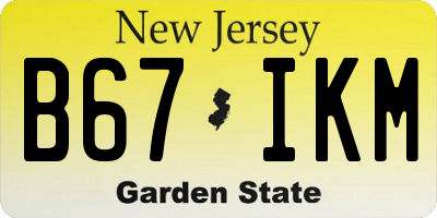 NJ license plate B67IKM