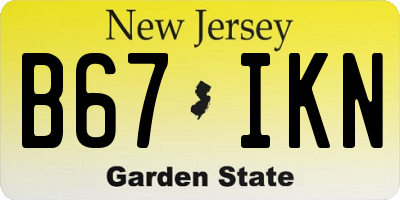 NJ license plate B67IKN