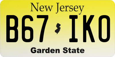 NJ license plate B67IKO