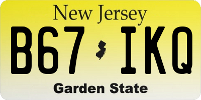 NJ license plate B67IKQ