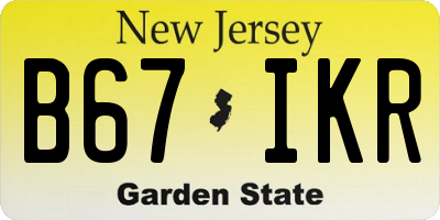 NJ license plate B67IKR