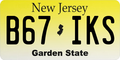 NJ license plate B67IKS