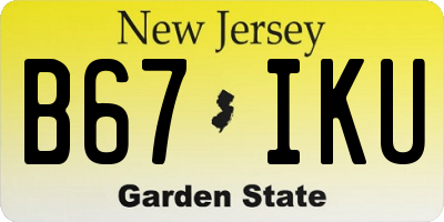 NJ license plate B67IKU