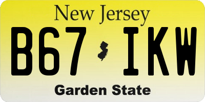 NJ license plate B67IKW