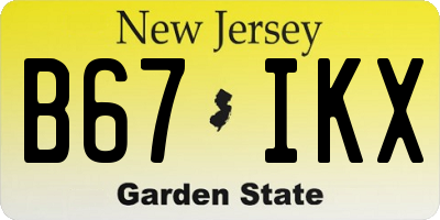NJ license plate B67IKX