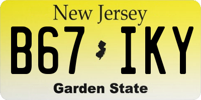 NJ license plate B67IKY