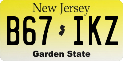 NJ license plate B67IKZ