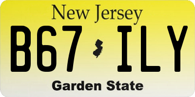 NJ license plate B67ILY