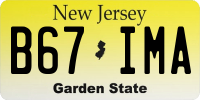 NJ license plate B67IMA