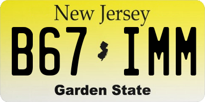 NJ license plate B67IMM