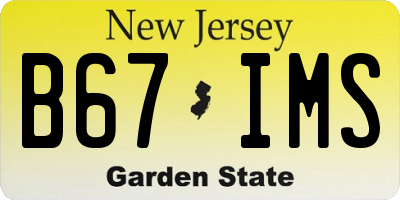 NJ license plate B67IMS