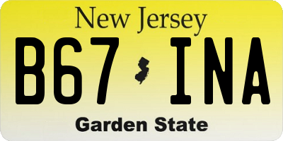 NJ license plate B67INA