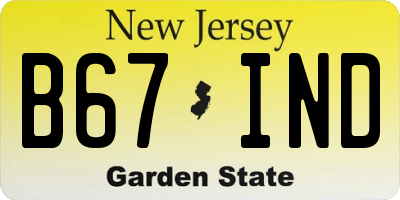 NJ license plate B67IND