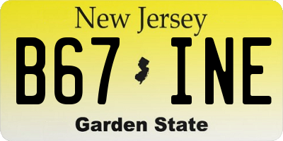 NJ license plate B67INE