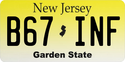 NJ license plate B67INF