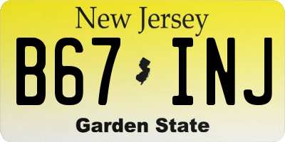 NJ license plate B67INJ