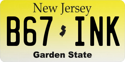 NJ license plate B67INK