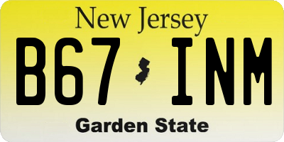 NJ license plate B67INM