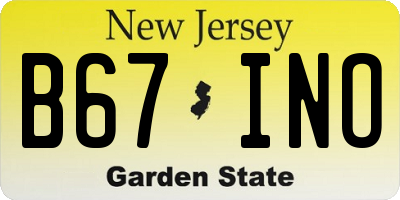 NJ license plate B67INO