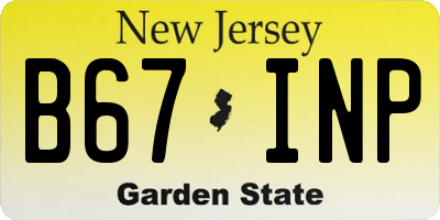 NJ license plate B67INP