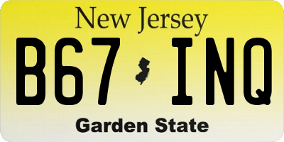 NJ license plate B67INQ