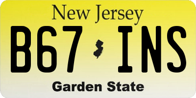 NJ license plate B67INS