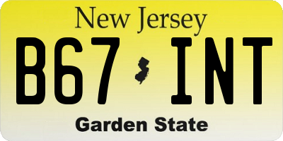 NJ license plate B67INT