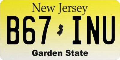 NJ license plate B67INU