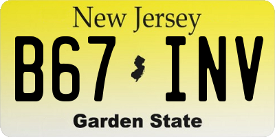NJ license plate B67INV