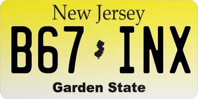 NJ license plate B67INX