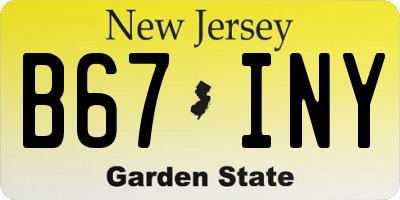 NJ license plate B67INY