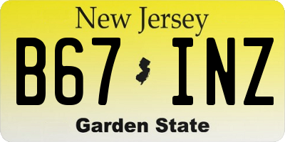 NJ license plate B67INZ
