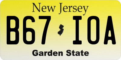 NJ license plate B67IOA