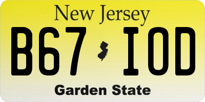 NJ license plate B67IOD