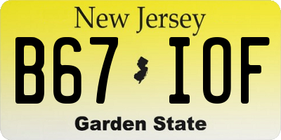 NJ license plate B67IOF