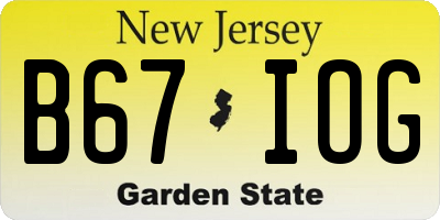 NJ license plate B67IOG