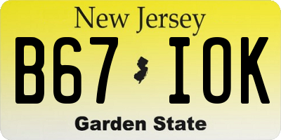 NJ license plate B67IOK