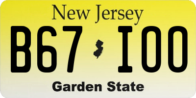 NJ license plate B67IOO